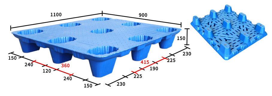 1109-九腳吹塑托盤-尺寸圖 1109-九腳吹塑托盤-尺寸圖